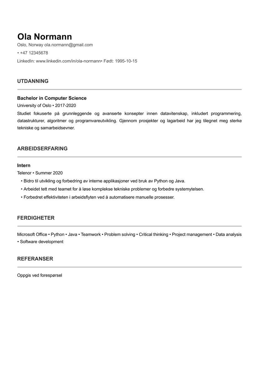 StudentCV preview